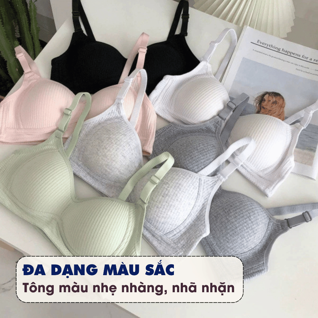 [ MẪU MỚI ] Áo Ngực Nữ Cotton Gân Mềm Không Gọng, Áo Lót Nữ Mút Mỏng Thông Hơi AMYBRA A414
