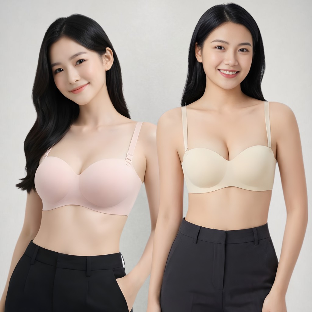 [ MẪU MỚI ] Áo Ngực Nữ Cup Ngang Mút Vừa Nâng Ngực, Áo Lót Không Gọng Đúc Su Mềm Mịn AMYBRA A820