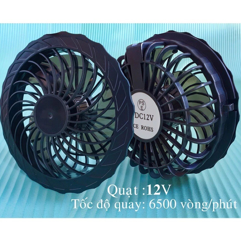 (Quạt 12v Siêu Mạnh) Quạt Rời Gắn Áo Điều Hoà 12V Không Chổi Than Chống Nước Gió Cực Mạnh
