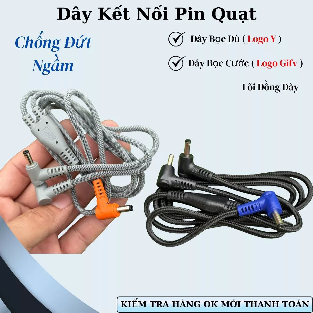 Dây Cáp Nối Pin và Quạt Áo Điều Hoà Bọc Dù Cao Cấp – Lõi Đồng - Chống Đứt - Phụ Kiện Áo Điều Hòa