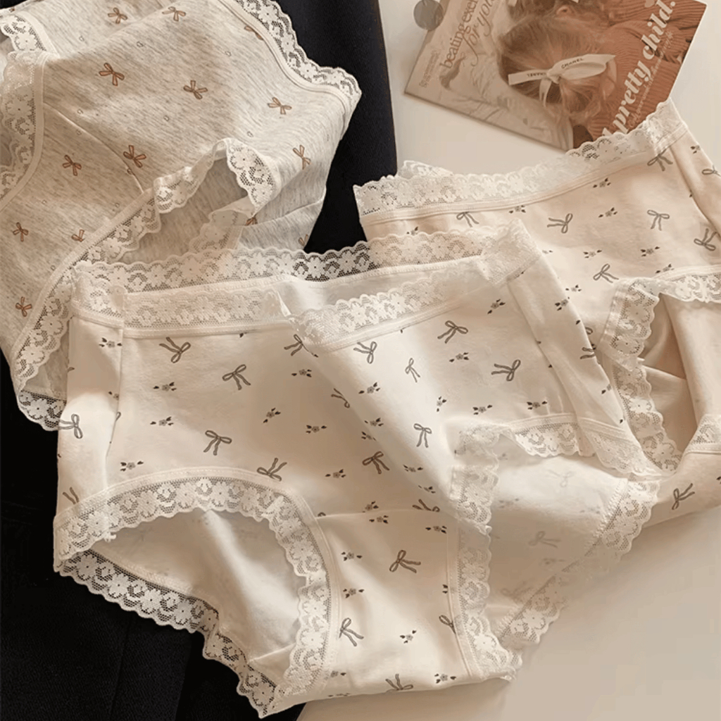 Combo Quần Lót Nữ Viền Ren Đáy May Kháng Khuẩn, Set Quần Chip Nữ Cotton Mềm Thoáng Khí AMYBRA L5228