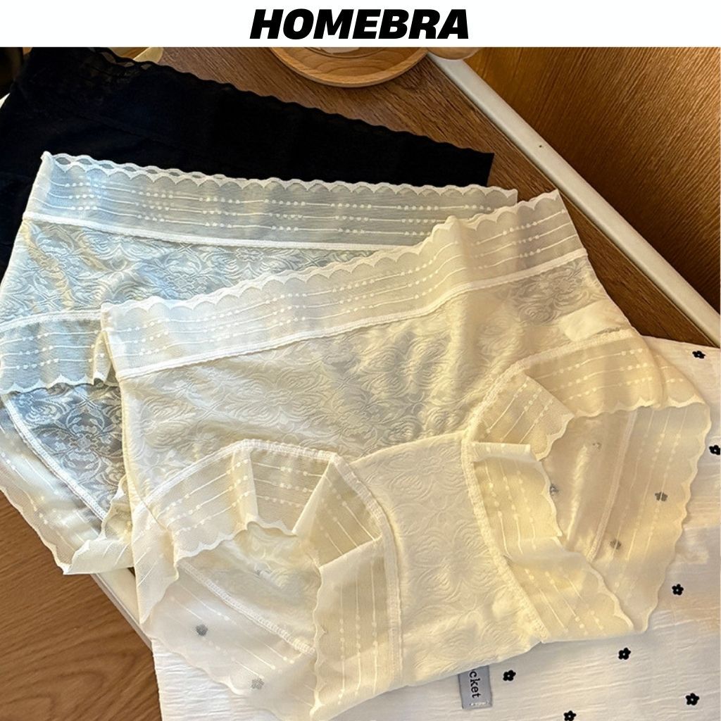 Quần lót nữ su lụa viền ren sang trọng vân hoa xinh xắn cạp cao tôn dáng gợi cảm co giãn tốt L5620