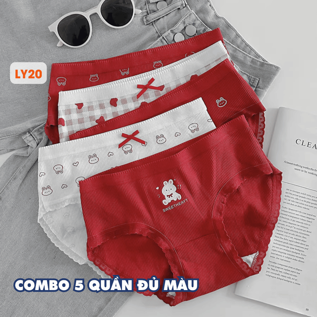 [ MẪU MỚI ] Combo 5 Quần Lót Nữ Đáy May Kháng Khuẩn, Set 5 Quần Chip Cotton Mềm Mại Co Giãn AMYBRA New