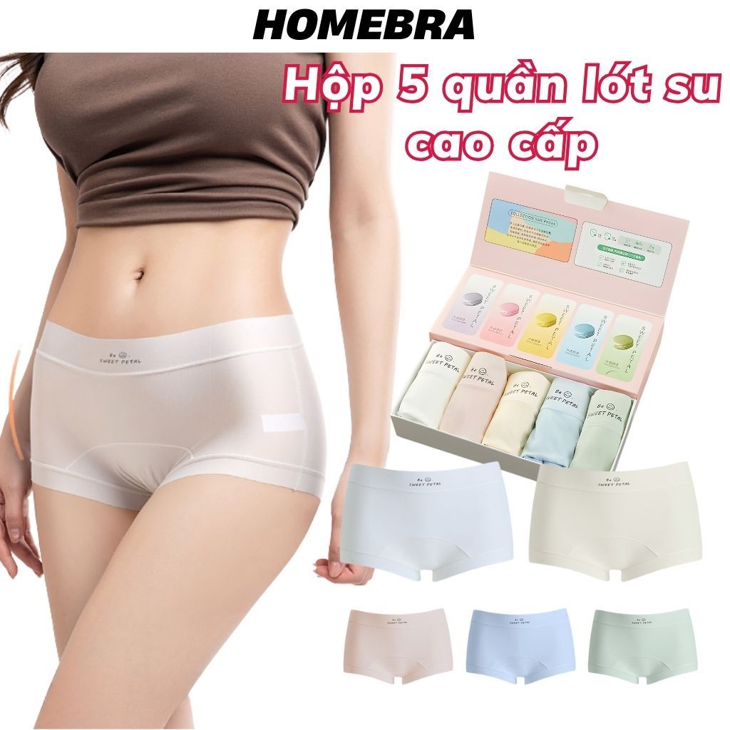 Set5 Quần Boxer Nữ Mặc Váy Không Đường May Hộp 5 Quần Lót Đùi Nữ Su lạnh cao cấp không lộ viền L5422