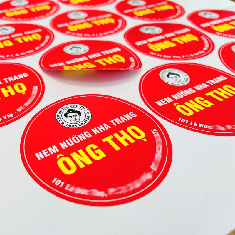 [TẶNG THÊM] In 100 Tem Decal Nhựa Sữa Chống Nước, In Sticker, In Logo, Thiết Kế Theo Yêu Cầu
