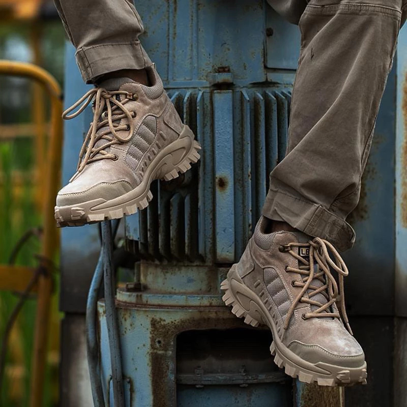 Giày Bảo Hộ Thể Thao Chống Đinh, Chống Trơn Trượt, Chống Dập Ngón Da Bò, Hàng Chính Hãng DingGu MS30