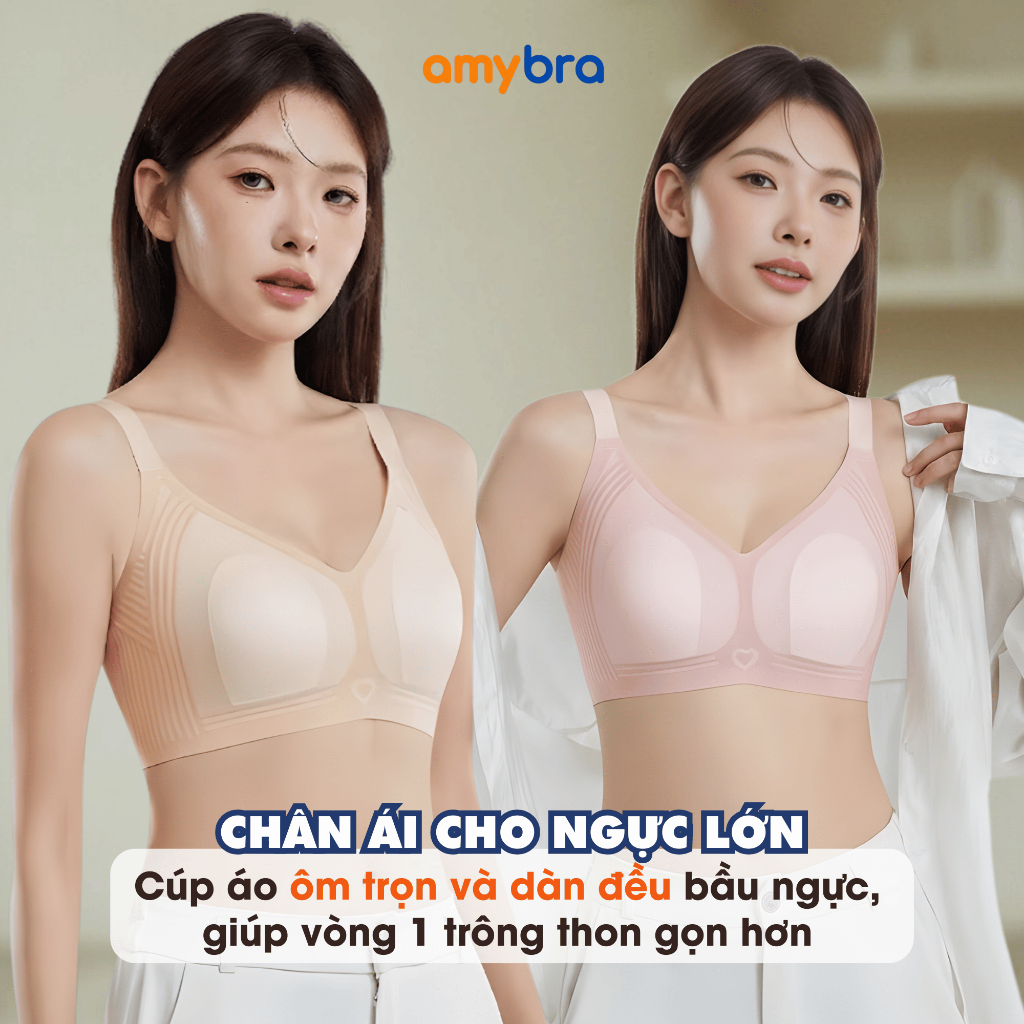 [ MẪU MỚI ] Áo Ngực Nữ Su Lạnh Mỏng Nhẹ Thoáng Mát, Áo Lót Nữ Siêu Mỏng Dành Cho Ngực Lớn AMYBRA A02